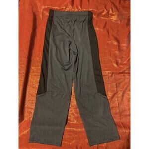 Athletic Track Pants Mens Black Gray Side Stripe Drawstring Elastic Wide Leg